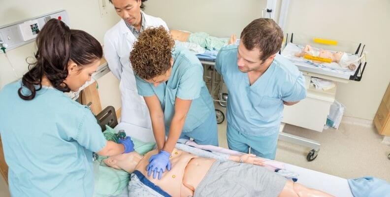 Nursing Students and Instructor in Simulation Lab