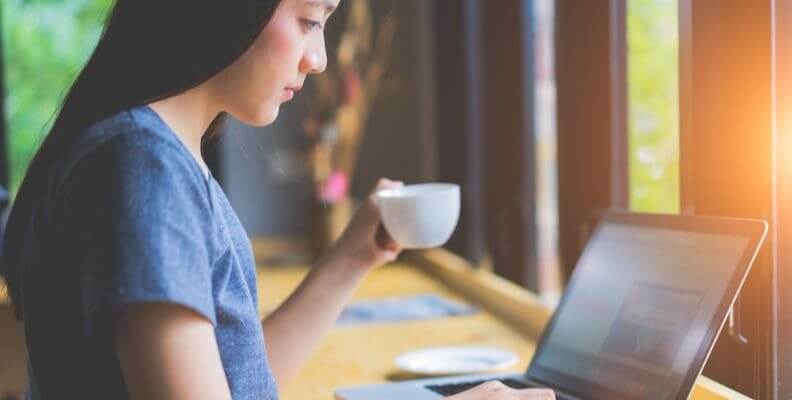 Nursing Student Studying in Quiet Place with Tea